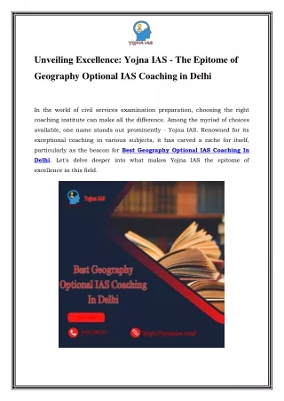 Best Geography Optional IAS Coaching In Delhi