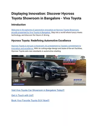 Displaying Innovation_ Discover Hycross Toyota Showroom in Bangalore - Viva Toyota