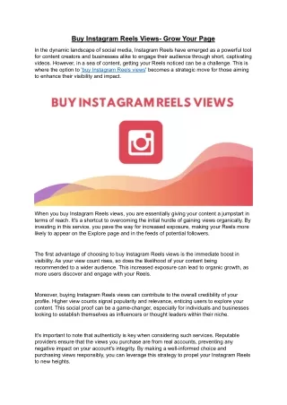 Buy Instagram Reels Views- Grow Your Page
