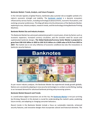 Banknote Market Trends, Analysis, and Future Prospects
