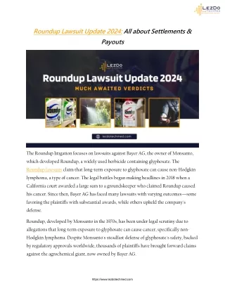 Roundup Lawsuit Update 2024: All about Settlements & Payouts