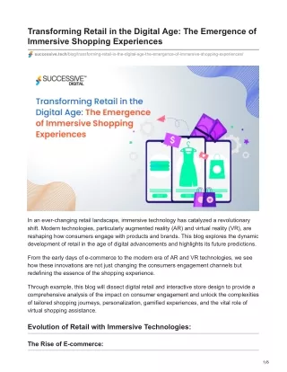 Transforming Retail in the Digital Age: The Emergence of Immersive Shopping Exp