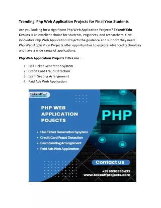 Innovative Php Web Application Projects for Final Year Students