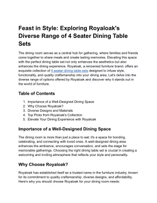 Feast in Style_ Exploring Royaloak's Diverse Range of 4 Seater Dining Table Sets