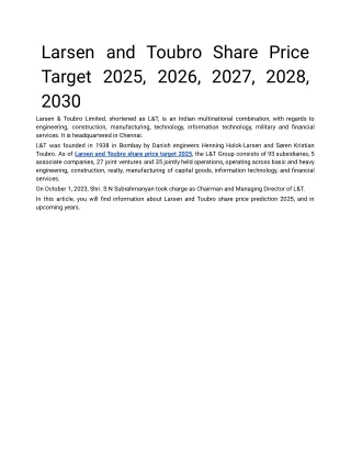 Larsen and Toubro share price target 2025