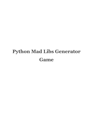 Python Mad Libs Generator Game