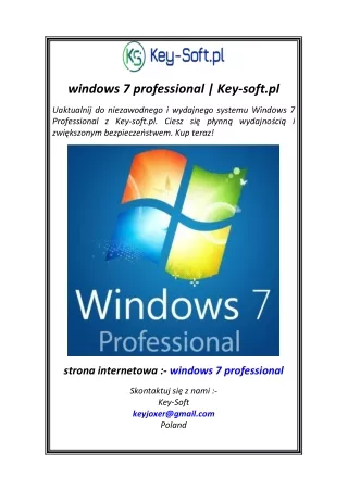 windows 7 professional  Key-soft.pl