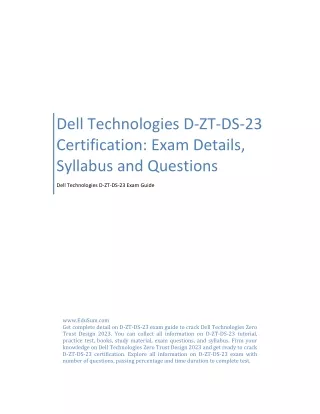 Dell Technologies D-ZT-DS-23 Certification: Exam Details, Syllabus and Questions