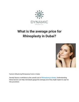 What is the average price for Rhinoplasty in Dubai?