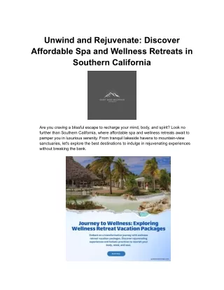 Unwind and Rejuvenate: Discover Affordable Spa and Wellness Retreats in Southern