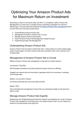 Optimizing Your Amazon Product Ads for Maximum Return on Investment - Google Docs