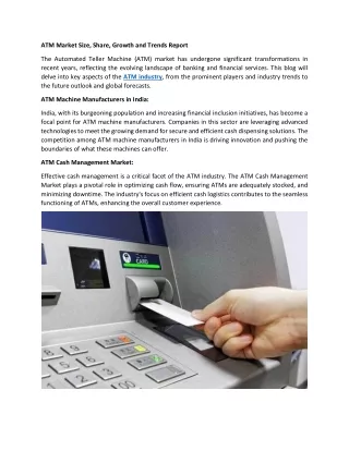 ATM Market Size, Share, Growth and Trends Report