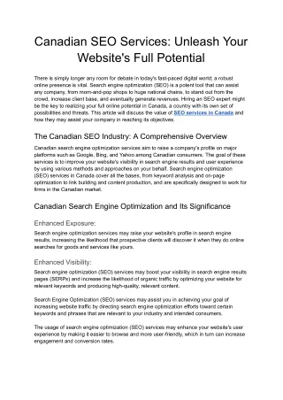 Canadian SEO Services_ Unleash Your Website's Full Potential - Google Docs