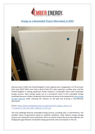 Energy as a Renewable Power Alternative in 2024