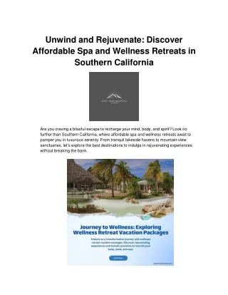 Unwind and Rejuvenate: Discover Affordable Spa and Wellness Retreats in Southern