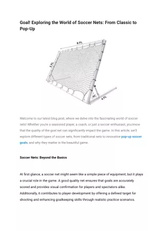 Goal! Exploring the World of Soccer Nets_ From Classic to Pop-Up