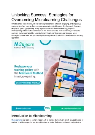 Unlocking Success_ Strategies for Overcoming Microlearning Challenges
