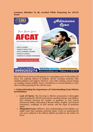 Common Mistakes To Be Avoided While Preparing for AFCAT Exam