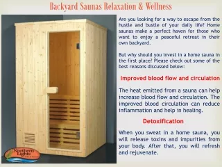 Backyard Saunas Relaxation & Wellness