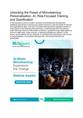 Unlocking the Power of Microlearning_ Personalization, AI, Risk-Focused Training, and Gamification