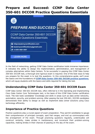 Prepare and Succeed_ CCNP Data Center 350-601 DCCOR Practice Questions Essentials