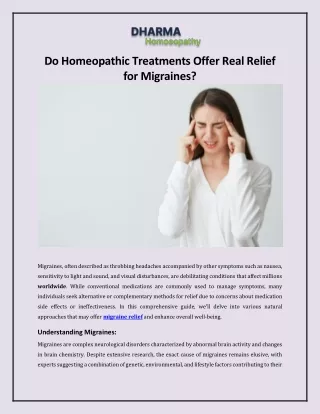 Do Homeopathic Treatments Offer Real Relief for Migraines