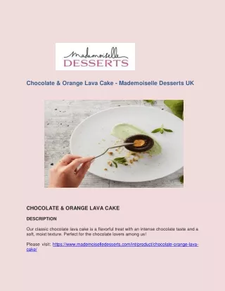 Chocolate & Orange Lava Cake - Mademoiselle Desserts UK