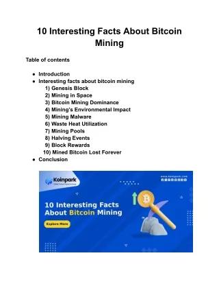 10 Interesting Facts About Bitcoin Mining