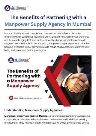 The Benefits of Partnering with a Manpower Supply Agency in Mumbai