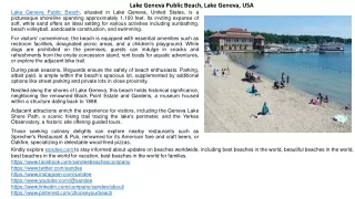 Explore Lake Geneva Public Beach: Camping, Fishing & More | Wisconsin, USA