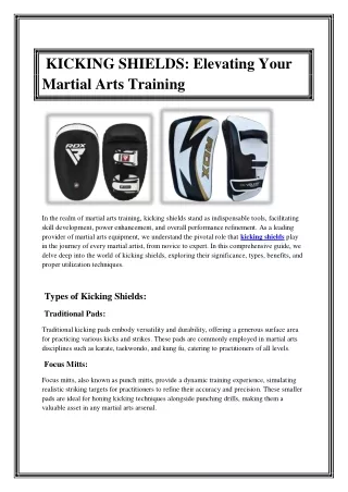 KICKING SHIELDS Elevating Your Martial Arts Training