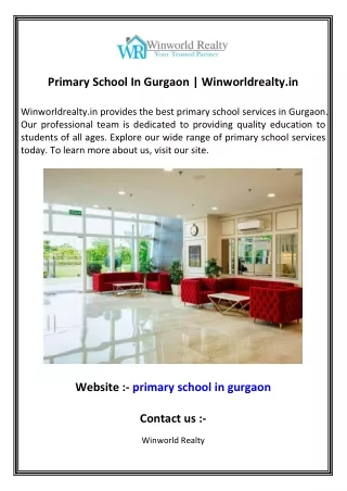 Primary School In Gurgaon  Winworldrealty.in