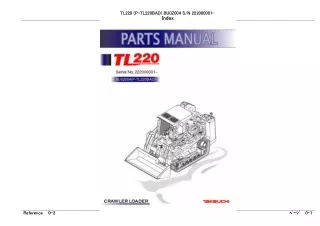 Takeuchi TL220 Track Loader Parts Catalogue Manual (Serial No. 222000001 and up)