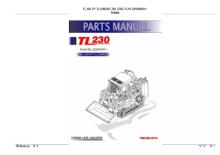 Takeuchi TL230 Track Loader Parts Catalogue Manual (Serial No. 223000001 and up)