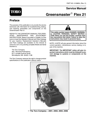 Toro Greensmaster Flex 21 Service Repair Manual