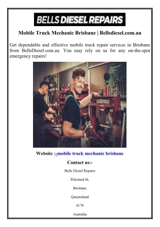 Mobile Truck Mechanic Brisbane  Bellsdiesel.com.au