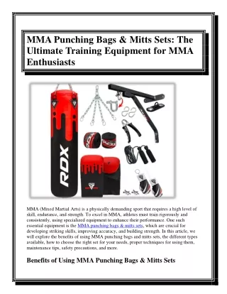 MMA Punching Bags and Mitts Sets The Ultimate Training Equipment for MMA Enthusiasts