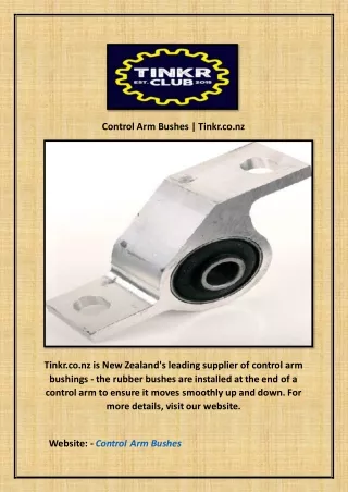 Control Arm Bushes | Tinkr.co.nz