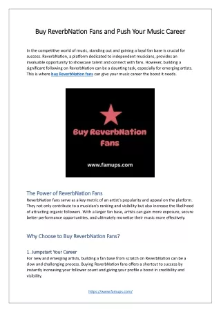 Buy ReverbNation Fans and Push Your Music Career