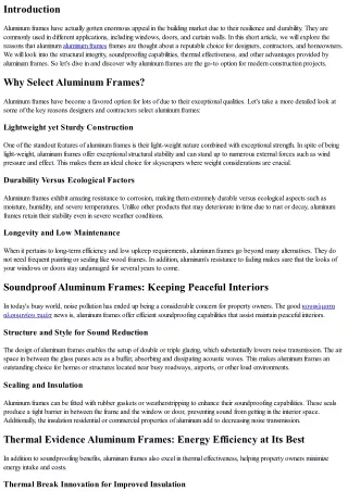 The Toughness and Longevity of Aluminum Frames