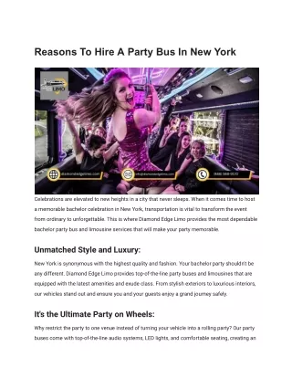 Reasons To Hire A Party Bus In New York