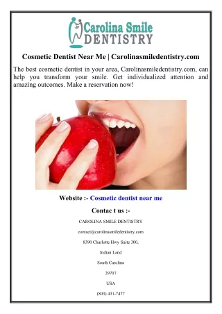 Cosmetic Dentist Near Me  Carolinasmiledentistry.com