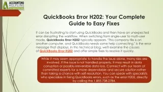Best ever solution to tackle QuickBooks Error H202