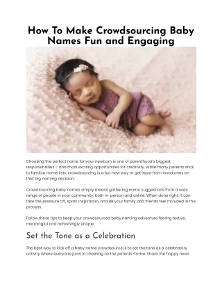 How To Make Crowdsourcing Baby Names Fun and Engaging