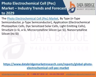 Photo Electrochemical Cell (Pec) Market