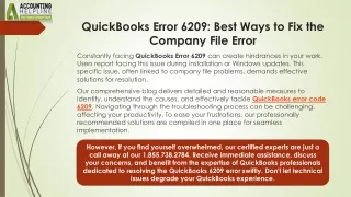 Effective Remedy To Resolve QuickBooks Error 6209