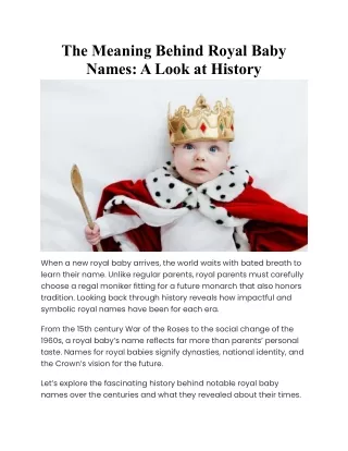 The Meaning Behind Royal Baby Names A Look at History