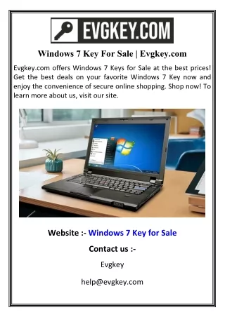 Windows 7 Key For Sale  Evgkey.com