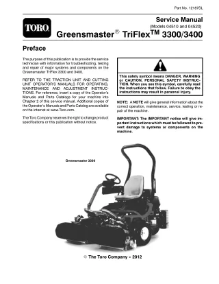 Toro Greensmaster TriFlex 3300 Service Repair Manual