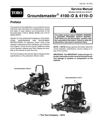 Toro Groundsmaster 4100-D (Model 30449) Service Repair Manual